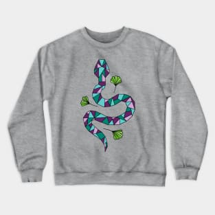 Geometric Snake and Ginkgo Leaves Crewneck Sweatshirt